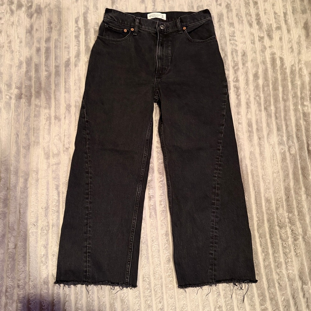 Abercrombie & Fitch Black High-Rise Wide-Leg Jeans